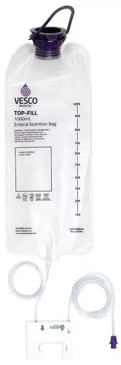 1000mL Bag Q Pump Feed Set with ENFit Connector - Layered Laminate