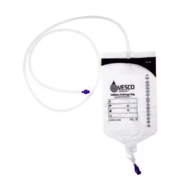 1500mL PVC ENFit Drainage Bag, with 60" (150cm) Tubing, and Hanger