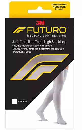 3M Healthcare 71065EN - Anti-embolism Stocking 3M™ Futuro™ Thigh High Medium / Regular White Closed Toe