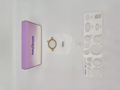 9" Urostomy 2-Piece Pouch, Transparent, 57mm, 2-1/4" Flange, With Cap, and Belt Tabs