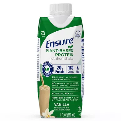 Abbott Nutrition 67450 - Oral Supplement Ensure Plant Based Protein Nutrition Shake Vanilla Flavor Liquid 11 oz. Carton