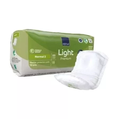 Abena North America Bladder Control Pad Abena Premium Light Normal 4.3 X 10.2 Inch Light Absorbency Fluff / Polymer Core Size 2 - Pack of 12 - 1000021339-PK