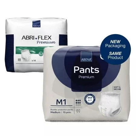 Abena North America Unisex Adult Absorbent Underwear Abri-Flex™ Premium M1 Pull On with Tear Away Seams Medium Disposable Moderate Absorbency - Bag of 14 - 41083-BG