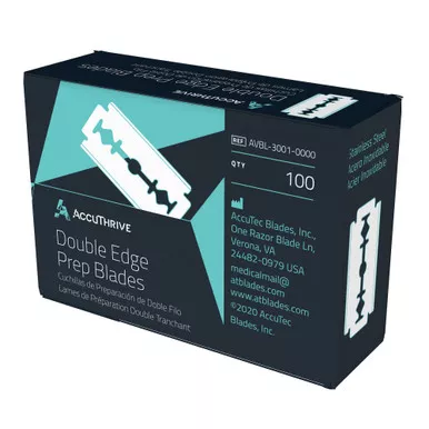 AccuTec Blades AVBL-3001-0000 - Surgical Prep Blade AccuThrive For Surgical Prep Handles Double Edge NonSterile