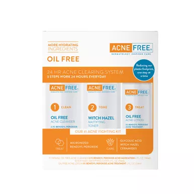 AcneFree Oil Free 24 HR Acne Clearing System, 3 Piece Kit - REPLACES EMHS3976101