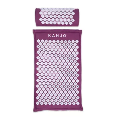 Acutens Incorporated KANAMEM - Kanjo Acupressure Mat Set Amethyst Cotton Linen Blend / Plastic Mat: 17 X 28 Inch / Pillow: 6 X 14 Inch