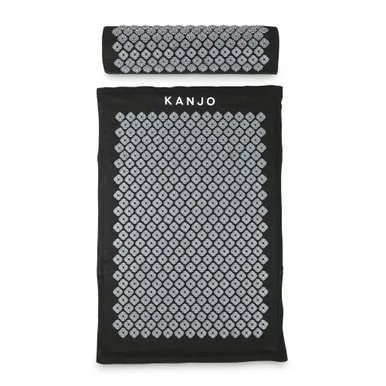 Acutens Incorporated KANMATXL - Kanjo Acupressure Mat Set Large Black / White Cotton-Linen Fabric / Memory Foam / Plastic Mat: 24 X 34 Inch / Pillow: 6 X 22 Inch
