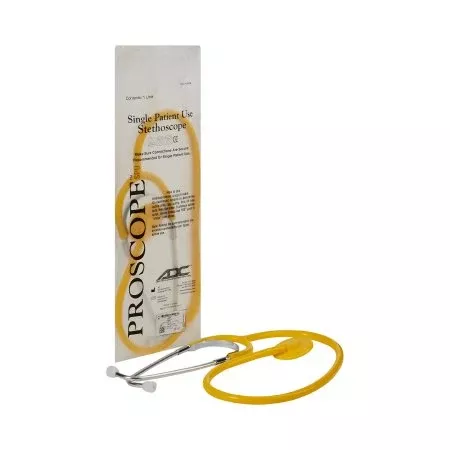 American Diagnostic Corp Disposable Stethoscope Proscope™ 664 Yellow 1-Tube 22 Inch Tube Single Head Chestpiece - Case of 50 - 664Y-CS
