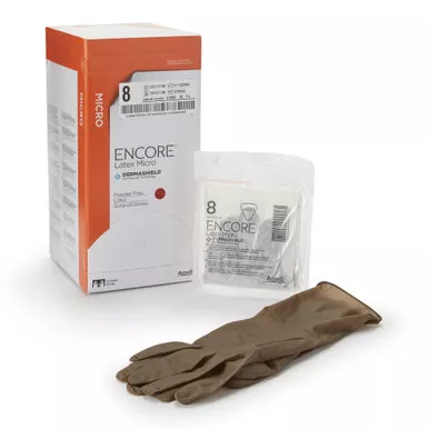 Ansell 5787005 - Surgical Glove ENCORE Latex Micro Size 8 Sterile Latex Standard Cuff Length Micro-Textured Brown Chemo Tested