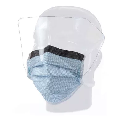 Aspen Surgical Products 15331 - Surgical Mask with Eye Shield Precept FluidGard 160 Anti-fog Foam ASTM Level 3 Tie Closure One Size Fits Most