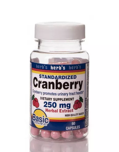 Basic Drug 30761004012 - Dietary Supplement Cranberry Extract 250 mg - 30% Strength Capsule 60 per Bottle