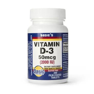 Basic Drug 30761016840 - Dietary Supplement Basic's Vitamin D3 2,000 IU Strength Tablet 200 per Bottle