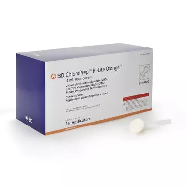 BD 930415 - ChloraPrep Skin Prep Solution Hi-Lite Orange™ 3 mL Foam Applicator 2% / 70% Strength CHG (Chlorhexidine Gluconate) / Isopropyl Alcohol Sterile