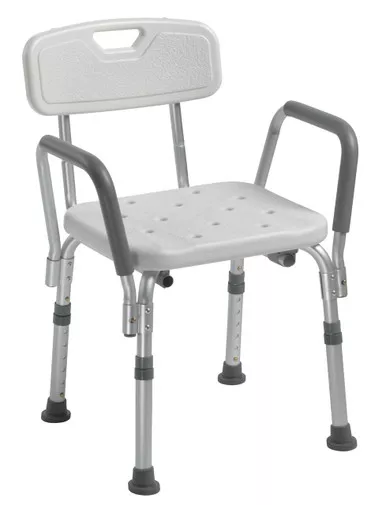 Drive Medical 12445KD-1 - Bath Bench drive™ Padded Removable Arms Aluminum Frame With Backrest 16 Inch Seat Width 300 lbs. Weight Capacity