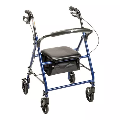 Drive Medical R800KD-BL - 4 Wheel Rollator drive™ Blue Adjustable Height / Folding Steel Frame