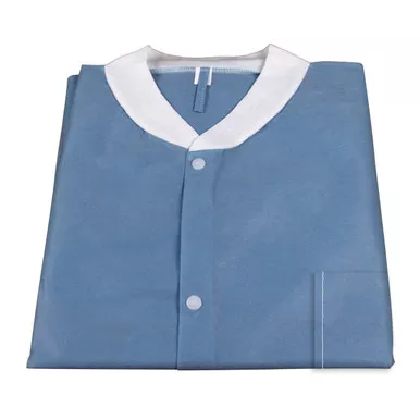 Dynarex 2074 - Lab Coat w/ Pockets, BLUE Large, 3bags/10pcs/cs