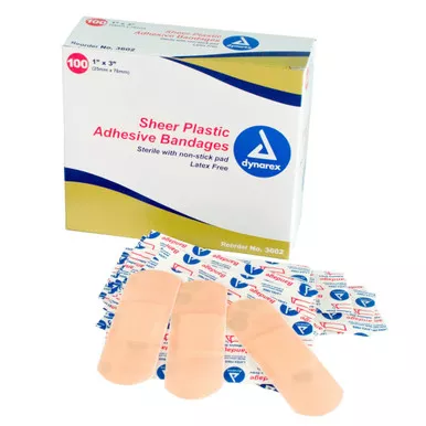 Dynarex 3602 - Adhesive Bandage 1" X 3", Sterile, Sheer