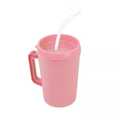 Dynarex Carafe, Insulated (hot or cold) w/ Lid and Flexible Straw, 34 oz., Mauve
