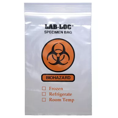 Elkay Plastics Co Inc LAB20609 - Specimen Transport Bag with Document Pouch Lab-Loc 6 X 9 Inch Zip Closure Biohazard Symbol / Storage Instructions NonSterile
