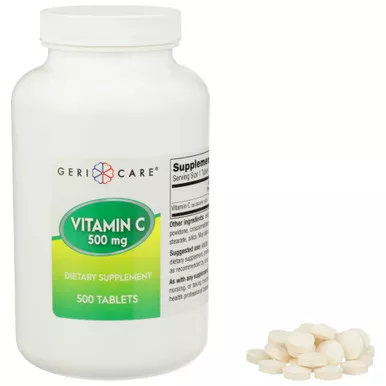 Geri-Care 841-50-GCP - Vitamin C Supplement Geri-Care Ascorbic Acid 500 mg Strength Tablet 500 per Bottle