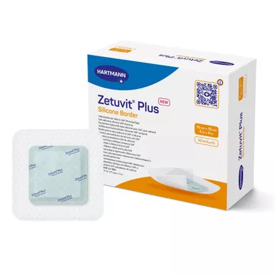 Hartmann 413901 - Zetuvit Plus Silicone Border Superabsorbent SAP Dressing with Silicone Adhesive, 4" x 4" - REPLACES EV413119