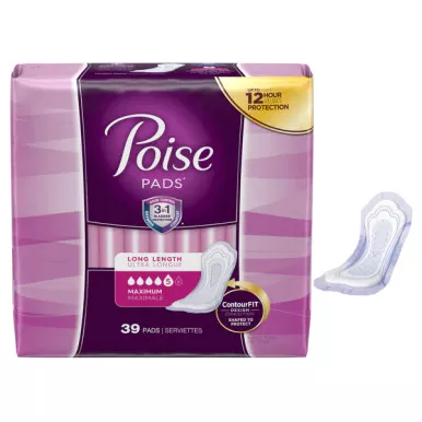 Kimberly Clark 44561 - Poise Ultra Plus with Side Shields, Maximum Long, 14.37" L