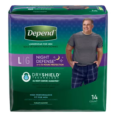 Kimberly Clark 51125 - Depend Night Defense Underwear for Men, Large