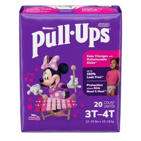 Kimberly Clark Female Toddler Training Pants Pull-Ups Learning Designs for Girls Size 4T to 5T Disposable Moderate Absorbency - Pack of 17 - 51357-PK