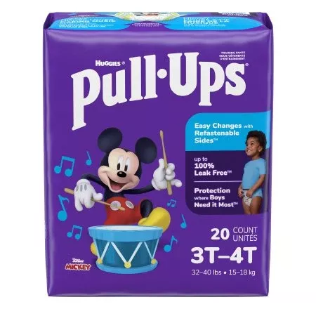 Kimberly Clark Male Toddler Training Pants Pull-Ups Learning Designs for Boys Size 3T to 4T Disposable Moderate Absorbency - Pack of 20 - 51355-PK