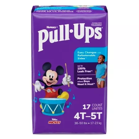 Kimberly Clark Male Toddler Training Pants Pull-Ups Learning Designs for Boys Size 4T to 5T Disposable Moderate Absorbency - Pack of 17 - 51358-PK