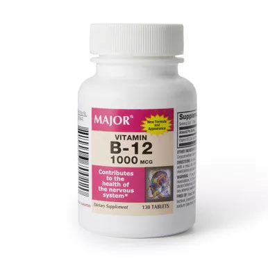 Major Pharmaceuticals 10006070022 - Vitamin Supplement Major Vitamin B12 1,000 mcg Strength Tablet 130 per Bottle