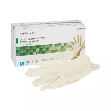 McKesson 14-1383 - Exam Glove McKesson Confiderm Large NonSterile Latex Standard Cuff Length Fully Textured Ivory Not Rated