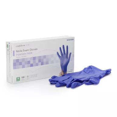 McKesson 14-6N34EC - Exam Glove McKesson Confiderm 3.0 Medium NonSterile Nitrile Standard Cuff Length Textured Fingertips Blue Chemo Tested / Fentanyl Tested