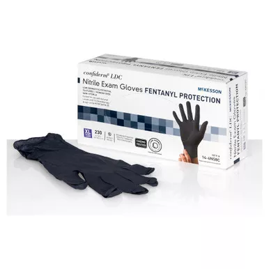McKesson 14-6N58C - Exam Glove McKesson Confiderm LDC X-Large NonSterile Nitrile Standard Cuff Length Fully Textured Black Chemo Tested / Fentanyl Tested