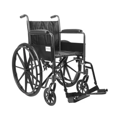 McKesson 146-SSP218FA-SF - Wheelchair McKesson Dual Axle Full Length Arm Swing-Away Footrest Black Upholstery 18 Inch Seat Width Adult 300 lbs. Weight Capacity