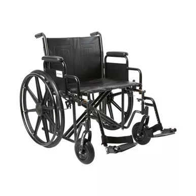 McKesson 146-STD22ECDDA-SF - Bariatric Wheelchair McKesson Dual Axle Desk Length Arm Swing-Away Footrest Black Upholstery 22 Inch Seat Width Adult 450 lbs. Weight Capacity