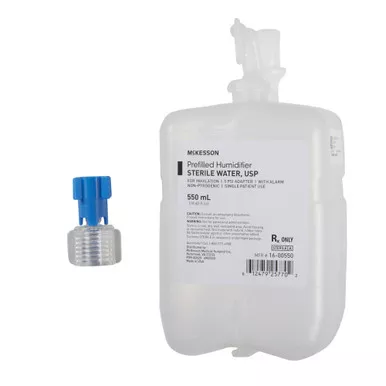 McKesson 16-00550 - McKesson Humidifier Bottle with Adapter 550 mL Sterile Water Adult / Pediatric