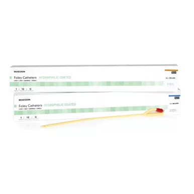 McKesson 16-LFOL516C - Foley Catheter McKesson 2-Way Coude Tip 5 cc Balloon 16 Fr. Hydrophilic Polymer Coated Latex