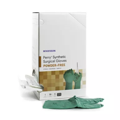 McKesson 20-2555N - Surgical Glove McKesson Perry Performance Plus Size 5.5 Sterile Polychloroprene Standard Cuff Length Smooth Dark Green Chemo Tested
