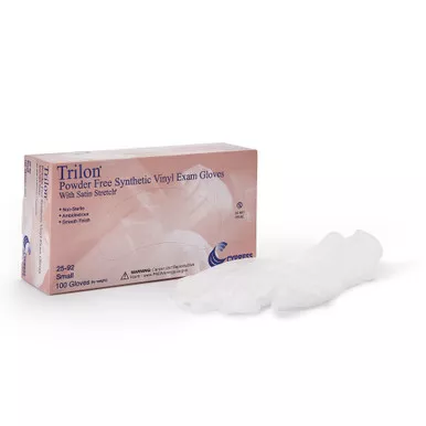 McKesson 25-92 - Exam Glove Trilon Small NonSterile Vinyl Standard Cuff Length Smooth Clear Not Rated WITH PROP. 65 WARNING