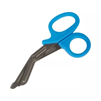 McKesson 320BMM - Trauma Shears McKesson Medicut™ 7-1/4 Inch Length Medical Grade Stainless Steel Blue Finger Ring Handle Angled Blunt Tip / Blunt Tip