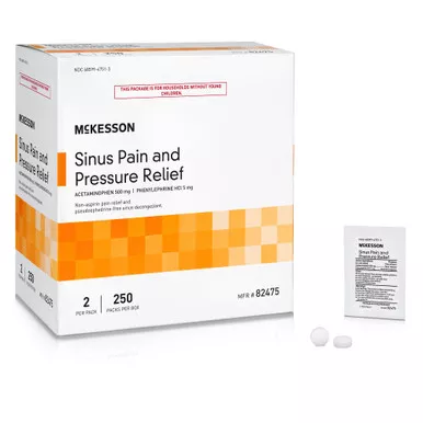McKesson 82475 - Cold and Sinus Relief McKesson Brand 500 mg - 5 mg Strength Tablet 2 per Pack