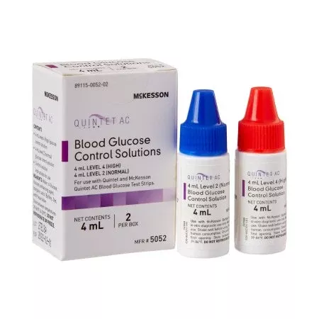 McKesson Blood Glucose Control Solution McKesson Quintet AC 2 X 4 mL Level 1 & 2 - Case of 100 - 5052-CS