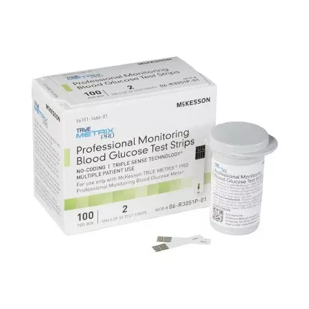 McKesson Blood Glucose Test Strips McKesson TRUE METRIX PRO 100 Strips per Pack - Case of 1200 - 06-R3051P-01-CS