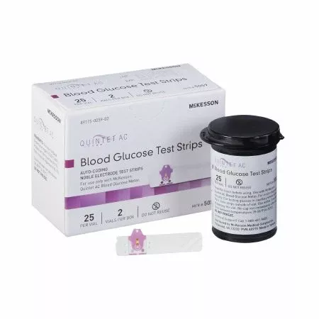 McKesson Blood Glucose Test Strips Quintet AC 50 Strips per Pack - Case of 20 - 5059-CS