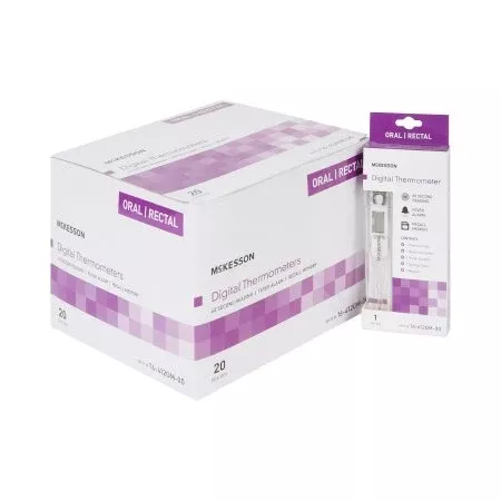 McKesson Digital Stick Thermometer McKesson Oral / Rectal / Axillary Probe Handheld - Box of 20 - 16-412GM-00-BX