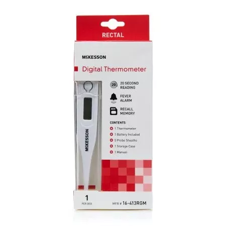 McKesson Digital Stick Thermometer McKesson Rectal Probe Handheld - Box of 12 - 16-413RGM-BX