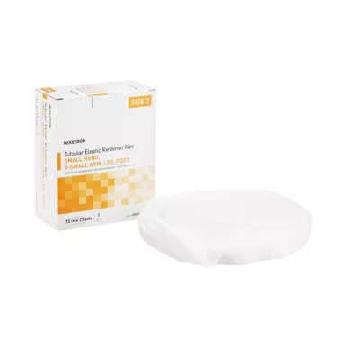 McKesson MSVP114702 - Elastic Net Retainer Dressing McKesson Tubular Elastic 7-1/2 Inch X 25 Yard (19.1 cm X 22.9 m) Size 2 White Small Hand / X-Small Arm / Leg / Foot NonSterile