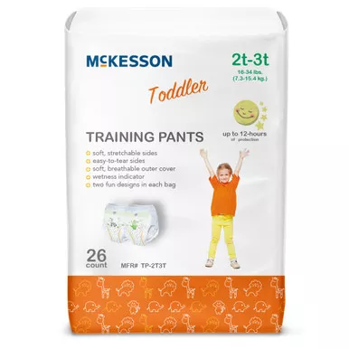 McKesson TP-2T3T - Unisex Toddler Training Pants McKesson Pull On with Tear Away Seams Size 2T to 3T Disposable Heavy Absorbency