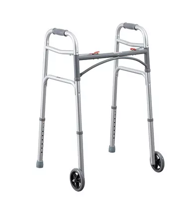 MedaCure JW5W - Junior 2 Button Folding Walker with 5″ Wheels